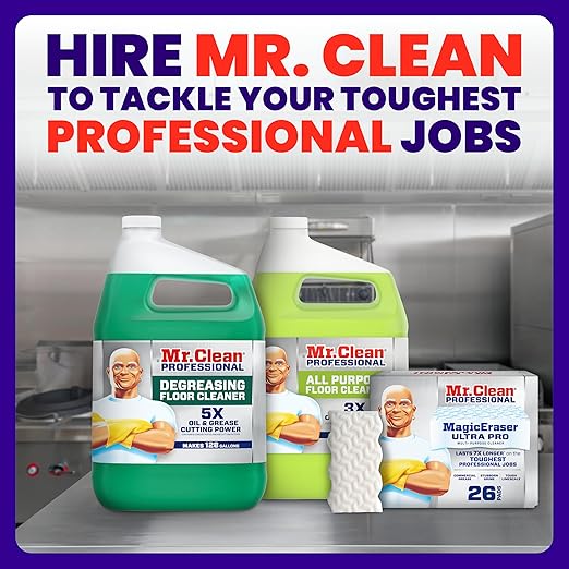 Mr. Clean PRO Magic Eraser Ultra Pro, Bulk Cleaning Sponges for Commercial Grease and Stain Removal, Heavy Duty (26 count)