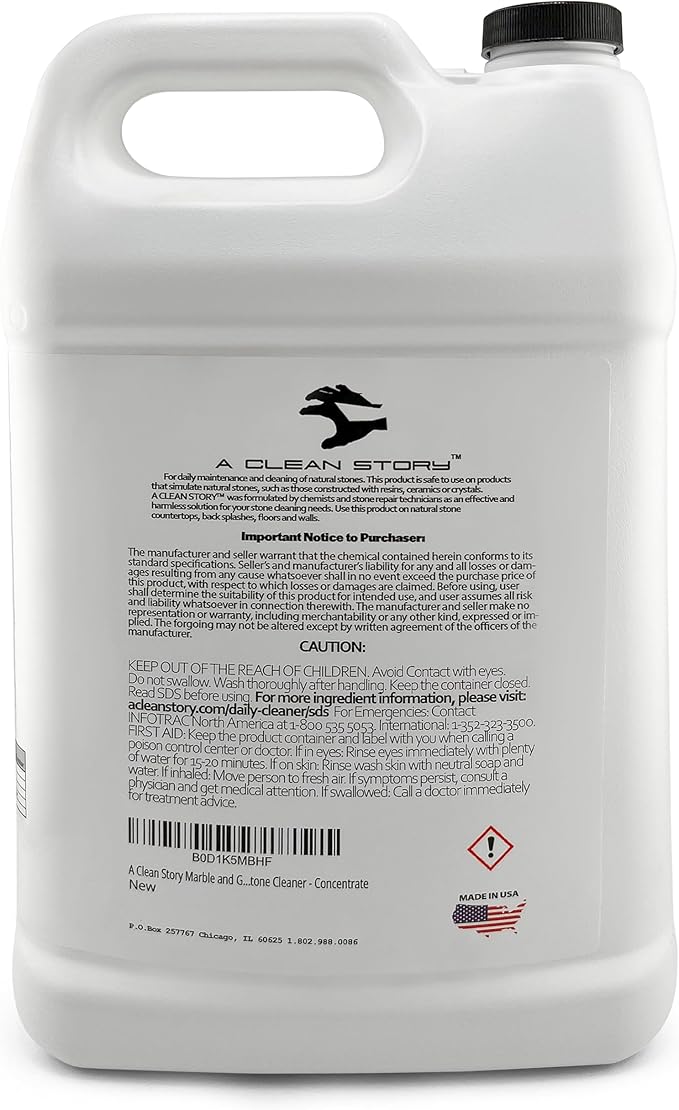 Marble and Granite Daily Stone Cleaner (Neutral Cleaner - Ph7) 1-Gallon Concentrate Formula - makes up to 32 gallons