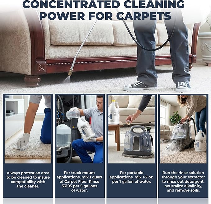 CarpetGeneral- Carpet Fiber Rinse & Odor Neutralizer Solution 53105|Prevent Browning, Bleeding & Odors with Top Carpet Cleaner Liquid|Carpet Fiber Rinse Professional Residue Attracting Agent -1 Gallon