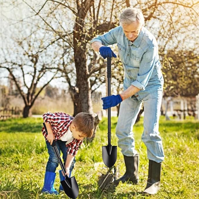 Small Shovel for Digging with Metal Handle, 43.7 Inch Heavy Duty Garden Shovel, Trench Shovels Ideal for Digging Gardening Trenching Planting Camping Transferring Scooping, Black