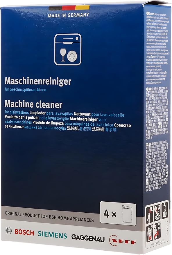 Bosch 312477 Dishwasher Cleaner – 1 Pack of 4 Bags (Total: 6.4 oz / 180g, Each 1.6 oz / 45g) – Removes Limescale & Grease | Improves Performance & Extends Appliance Life