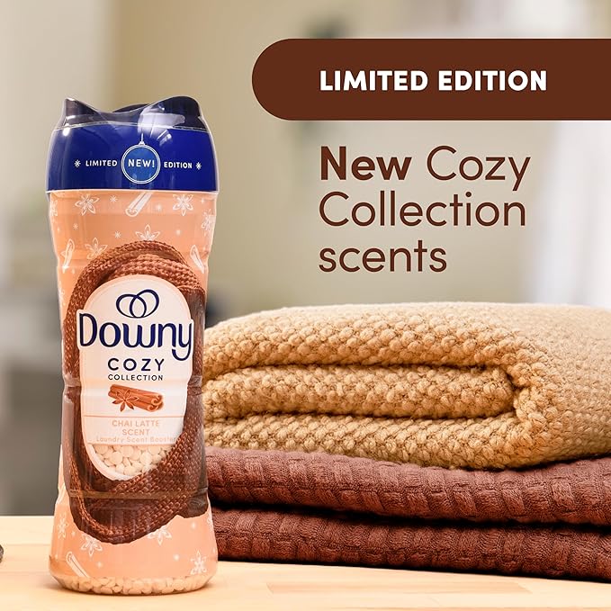 Downy Cozy Collection In-Wash Laundry Scent Booster Beads, Chai Latte Scent, 7.8 oz, Limited Edition Laundry Beads