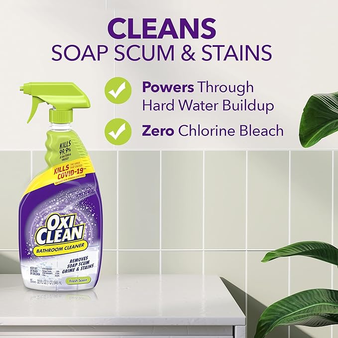 OxiClean Bathroom Cleaner, Shower, Tub & Tile, Powered by OxiClean Stainfighters, 32 oz