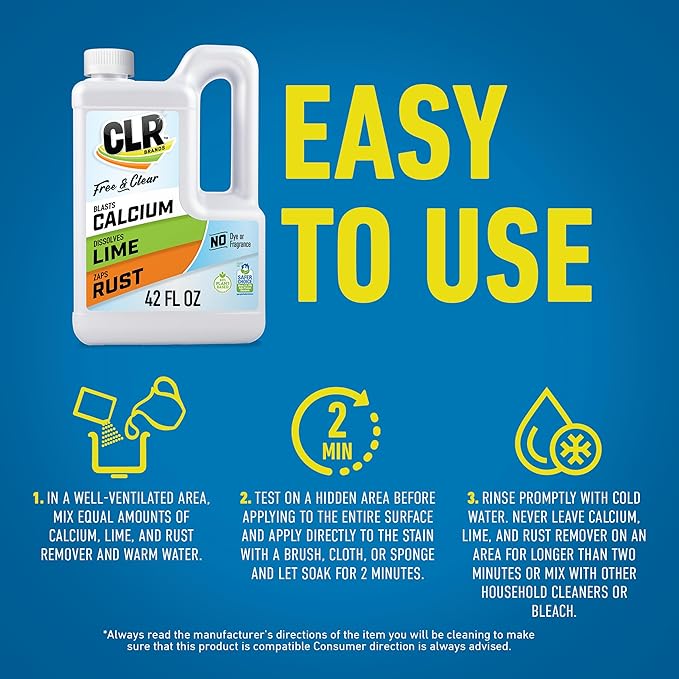 CLR Free & Clear, No Dyes or Fragrances, Gentle Lime and Bathroom Descaler, Removes Hard Water Stains and Rust Deposits - Amazon Exclusive