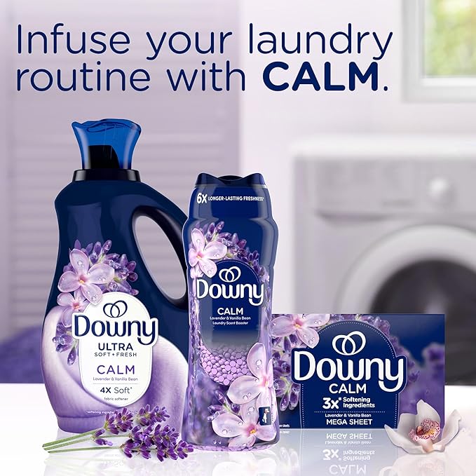 Downy Calm In-Wash Laundry Scent Booster Beads, Soothing Lavender and Vanilla Bean scent, 12.2 OZ, laundry scent beads, Long-lasting Freshness (Packaging May Vary)