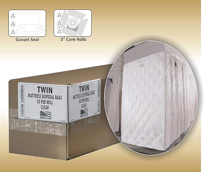Aluf Plastics HP MAT Twin High Performance 2.0 MIL (eq) Mattress Twin Bag - 50" x 90" (Pack of 50)