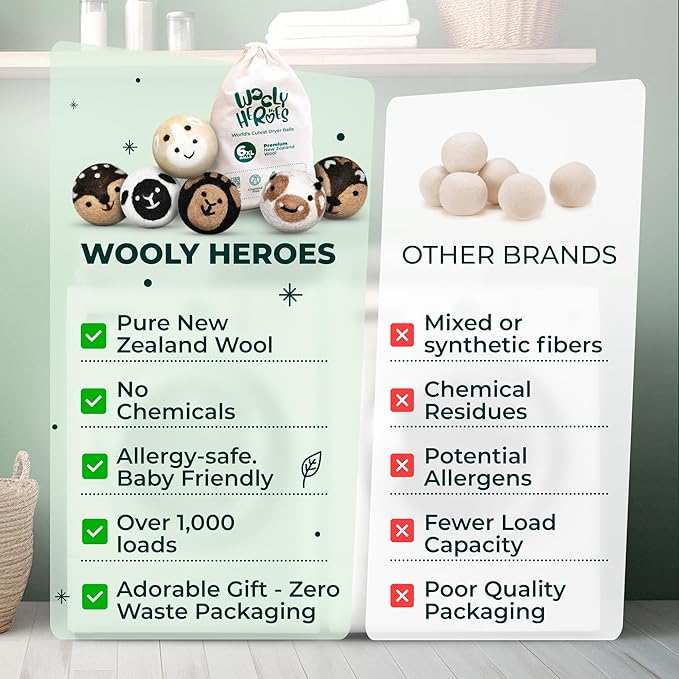 No More Dryer Sheets! XL Wool Dryer Balls 6-Pack, Reusable Laundry Softener & Static Reducer, Eco-Friendly, Long-Lasting, Safe for Sensitive Skin