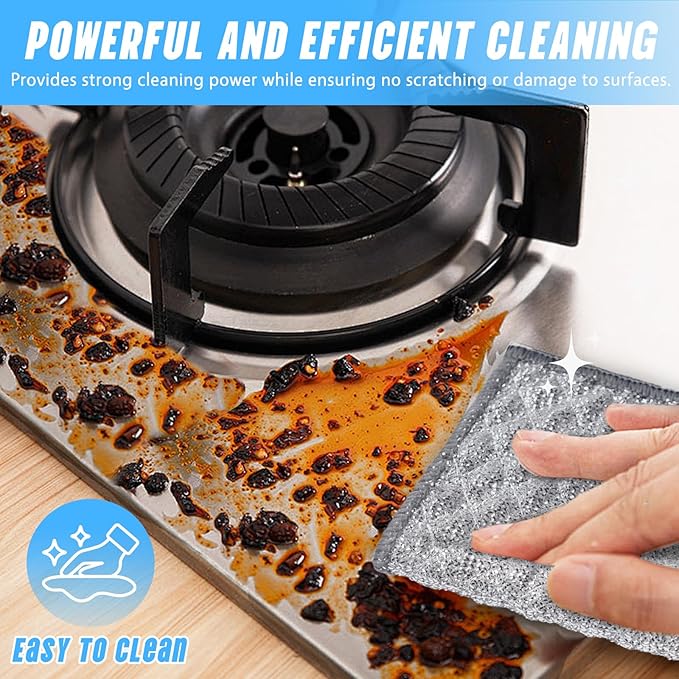 Wangjinpeng 10 PCS Four-Layer Non-Scratch Multipurpose Steel Wire Dishcloths - Reusable Quick-Dry Odor-Free Scrub Cloths for Dishes, Kitchen Cleaning Cloths for Cookware, Sinks, Stove Tops(7.87X7.87)