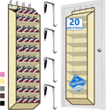 Over The Door Shoe Organizer, 70 Pounds Large Capacity, 20-30-Pair shoe organizer, Heavy Duty-Extra Deep Pockets ,Anti-Scratch Hooks & FSC-Certified Bamboo ,Engineered for Men’s Size 13 shoe,Beige