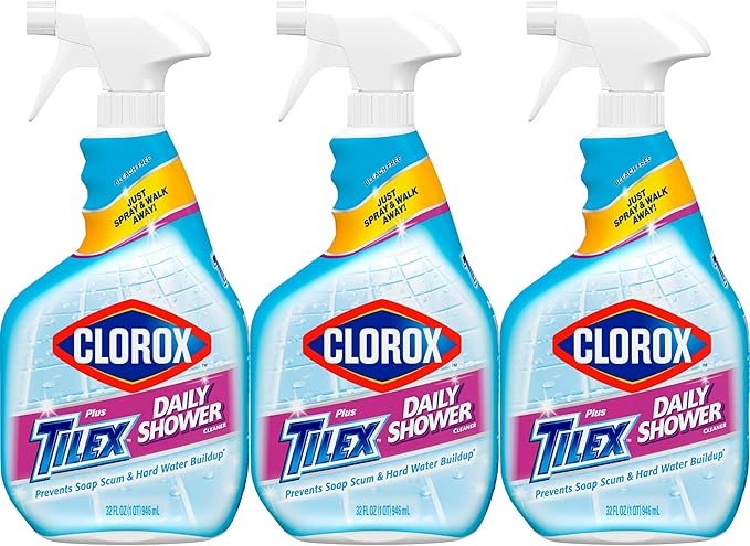 Clorox Plus Tilex Daily Shower Cleaner, 32 Fluid Ounce Spray Bottle, Pack of 3