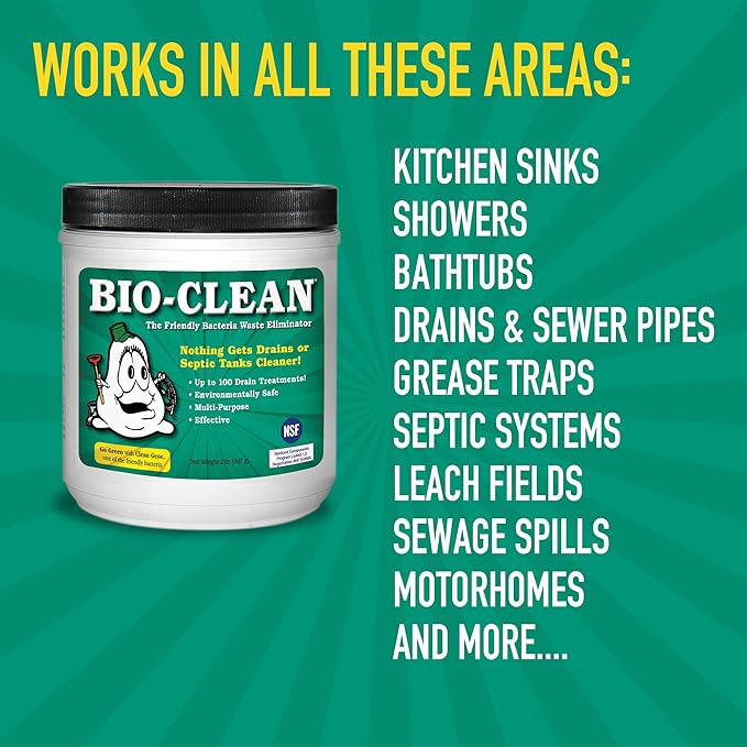 Bio-Clean Ultimate Drain Cleaning Kit Cleans Drains- Septic Tanks - Grease Traps All Natural and 100% Guaranteed No Caustic Chemicals! Removes fats Oil and Grease, Completely Cleans Your System.