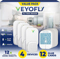 VEYOFLY Fly Trap Indoor, Fruit Fly Traps for Indoors, (4 Device + 12 Refills) Gnat Traps for House Indoor, Fly Catcher Indoor, Plug in Light Flying Insect Trap, Bug Light Killer, Fly Trap