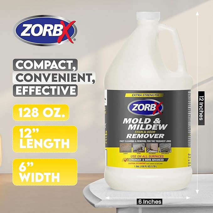 ZORBX Stain & Odor Remover & Cleaner Spray 128 FL Oz Refill – Scrub Free Formula - Bleach Free Stain & Smell Eliminator for Shower, Bathroom, Ceiling, Carpet, Cars, Walls & Wood