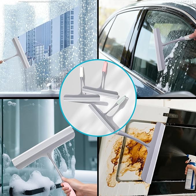 3pcs mini Squeegee Shower Squeegee for Glass Doors, with 3 Adhesive Hooks, Squeegee for Shower Glass Window Cleaning Squeegee Glass Shower Door for Car Window Wiper Mirror Windshield