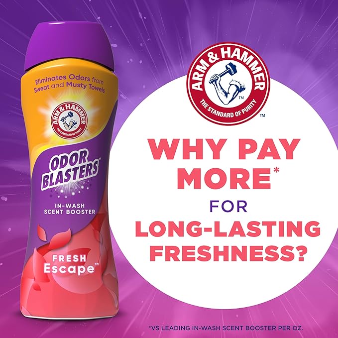 ARM & HAMMER Odor Blasters In-Wash Scent Booster,Laundry Scent Booster Fresh Escape-scent,24 Oz,(Pack of 2)