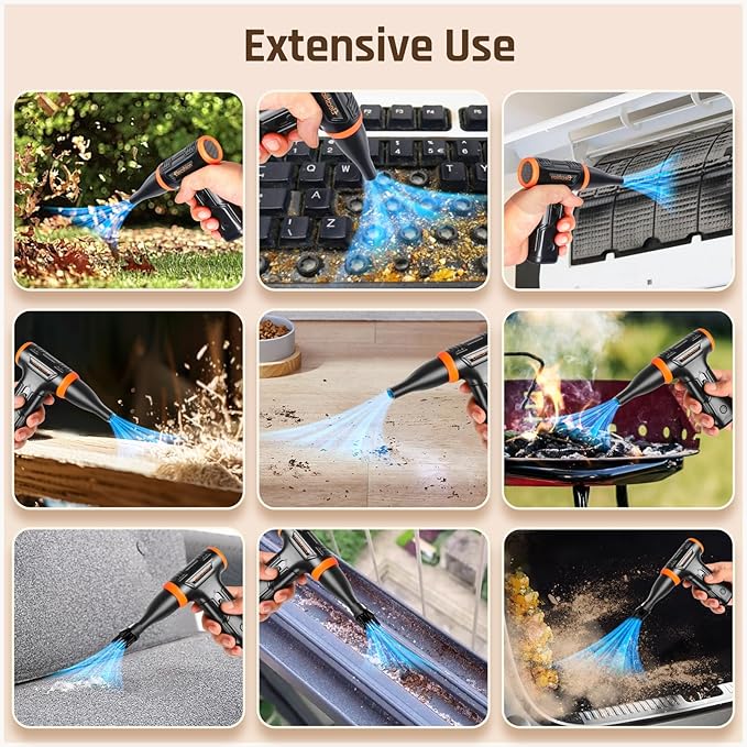 Compressed Air - Electric Air Duster, 50 mph 110000RPM Super Power Compressed Air Duster for PC/Computer/Blaster/Keyboard/Home, Variable Speed Cordless Canned Air Mini Dust Blower Quick Dusting