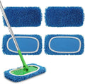 Set of 4 Reusable Microfiber Mop Pads Compatible with Swiffer Sweeper, Dry Sweeping Cloths, Washable Wet Mopping Cloth Refills for Floor Cleaning (Mop is Not Included) (4 Pack, Blue)