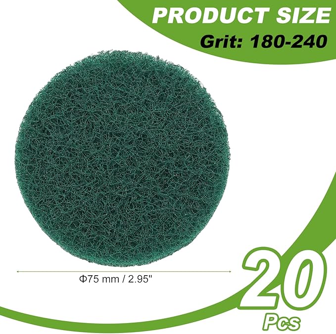 Power Scrub Pads, Scrubbing Pads 180 Grits Scouring Discs - Fitting for (Home Kitchen Cleaning - Drill Attachment - Scrubber Replacement) 20 Pcs & 3 Inch & Green