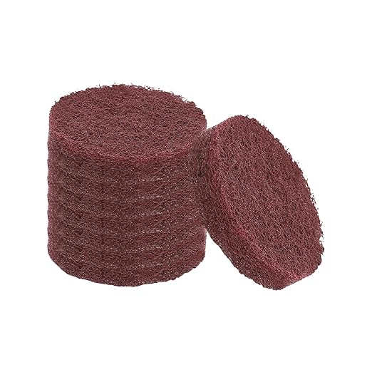 uxcell 8Pcs Scrubber Scouring Pad, 2 Inch 800 Grits Drill Power Brush Hoop and Loop Scrub Pads Discs Polishing Pad for Household Furniture Automotive Cleaning, Red