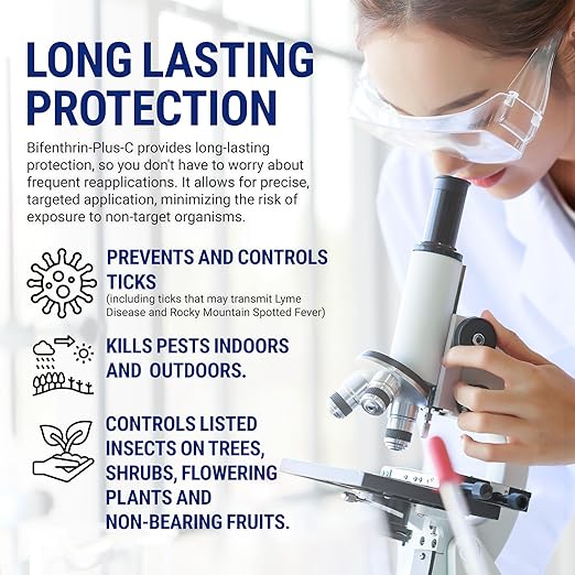 Bifenthrin Plus-C Insecticide (16 oz) - Roach Killer Indoor Infestation, Termite Treatment, Ant Control & Wasp Spray - Home Defense Pest Control, Residential, Commercial, and Industrial Use