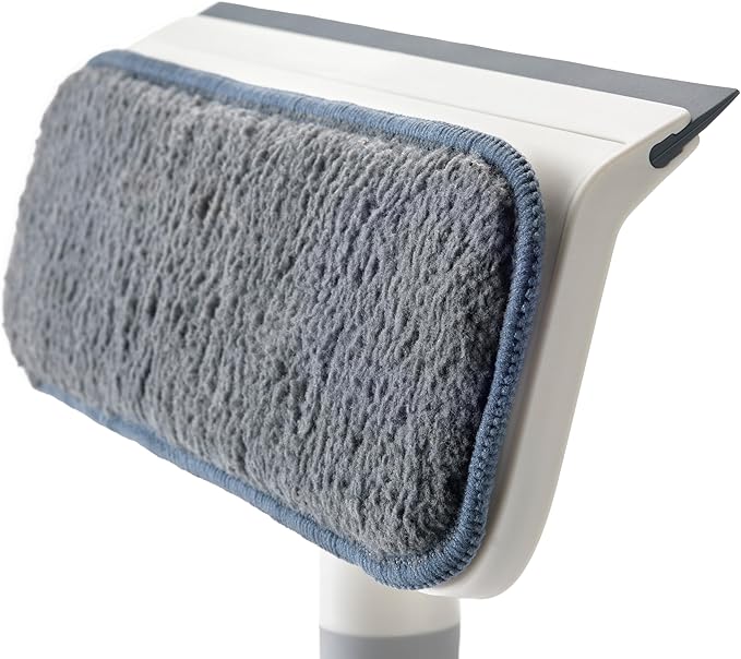 Joseph Joseph CleanTech 2-in-1 Glass Cleaner Shower Squeegee with Washable Microfiber Pad and Space-Saving Foldable Handle