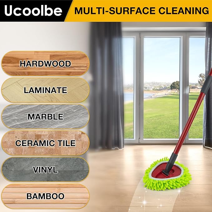 Chenille Duster Mop Head Compatible with O Cedar Mop Easywring 1-Tank System, Microfiber Chenille Mop Pads Spin Mop Refill for Dry & Wet Use, 3 Pack