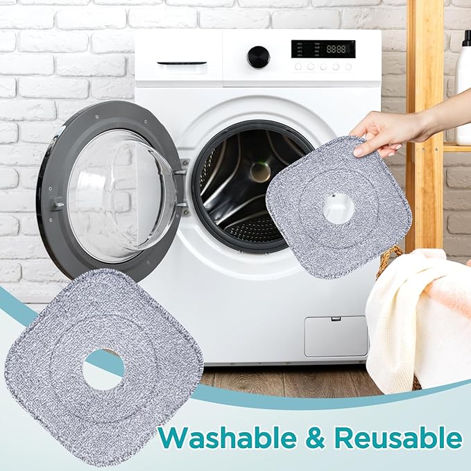 10 Pack 8.6" Square Microfiber Mop Pads Refills, Machine Washable, Highly Absorbent, Compatible with for True & Tidy Spin Mop and Most Square Spin Mops & Bucket