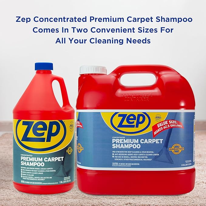 Zep Premium Carpet Shampoo - 2.5 Gal (Case of 2) - ZUPXC320 - Deep Cleaning and Stain Removal, For Carpet Machines