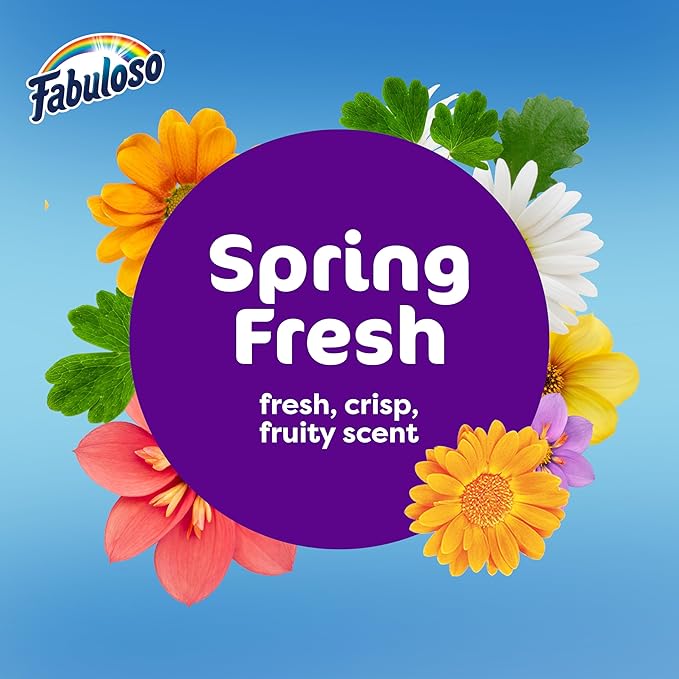 Fabuloso Multi-Purpose Cleaner and Floor Cleaner, 2X Concentrated Formula, Long-Lasting Freshness, Spring Fresh Scent, 56 oz