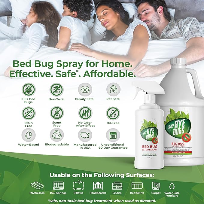 Say Bye Bugs Bed Bug Spray Travel Size- Non-Toxic and Kills on Contact. Stain & Odor Free Bed Bug Spray. New Formula for Getting Rid of Bed Bugs Permanently (2 oz) TSA Approved Size-Travel Must Haves