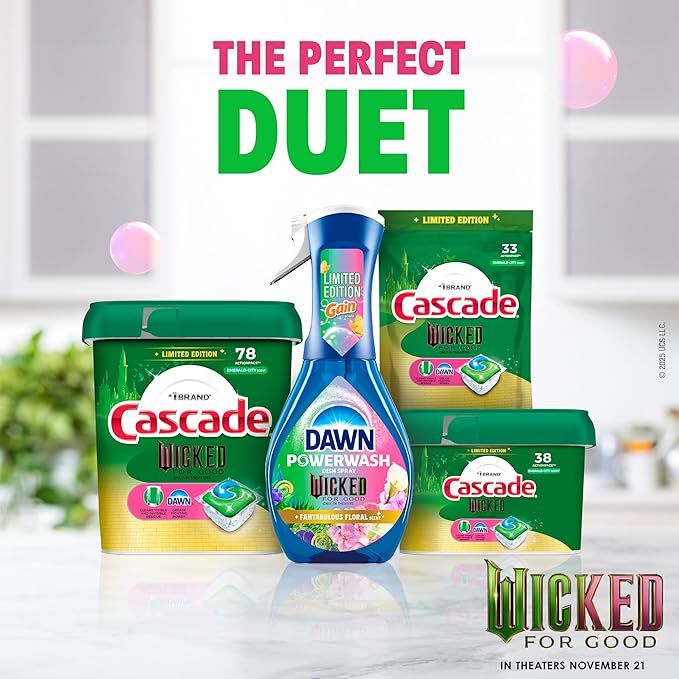Cascade "Wicked: For Good" Limited Edition Complete Dishwasher Pods, Dishwasher Detergent, Dish Detergent Soap, Emerald City, 78 ct