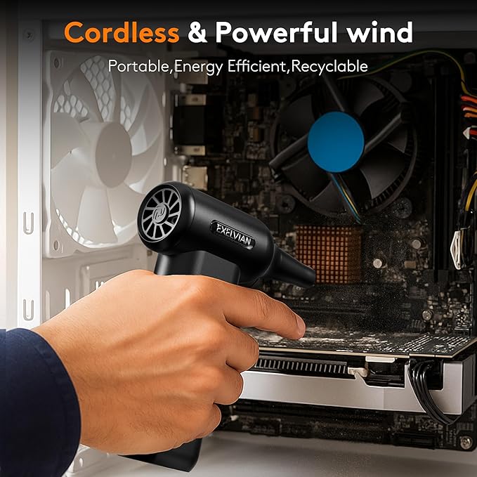 Compressed Air Duster Electric : 150000RPM 10000mAh LED 6-Gear Adjustable Keyboard Cleaner, Wireless Rechargeable Duster for Computer Keyboard Cleaning