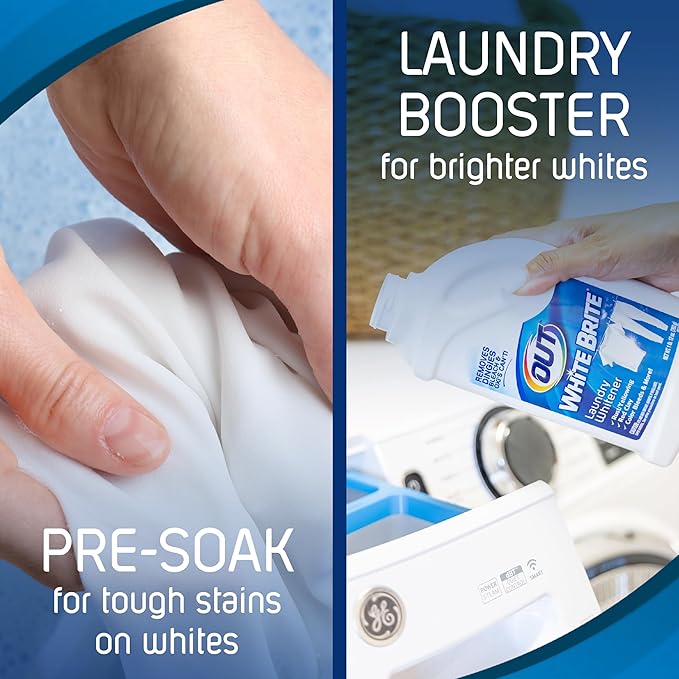 OUT White Brite Laundry Whitener Powder, Stain Remover Detergent Booster for Clothes, Removes Red Clay and Rust Stains on White Clothing and Uniforms