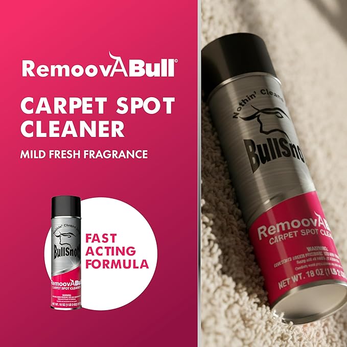 RemoovABull Carpet & Upholstery Stain Remover – Fast Acting, Powerful Cleaner for Oil, Grease, Dirt, Coffee, Urine & More – Ideal for Car Interiors, Fabrics, & Carpets – Made in the USA