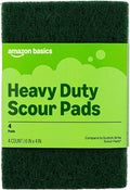 Amazon Basics Heavy Duty Scour Pads, Dish Scrubber for Kitchen + Outdoor, 4 Count, Pack of 1