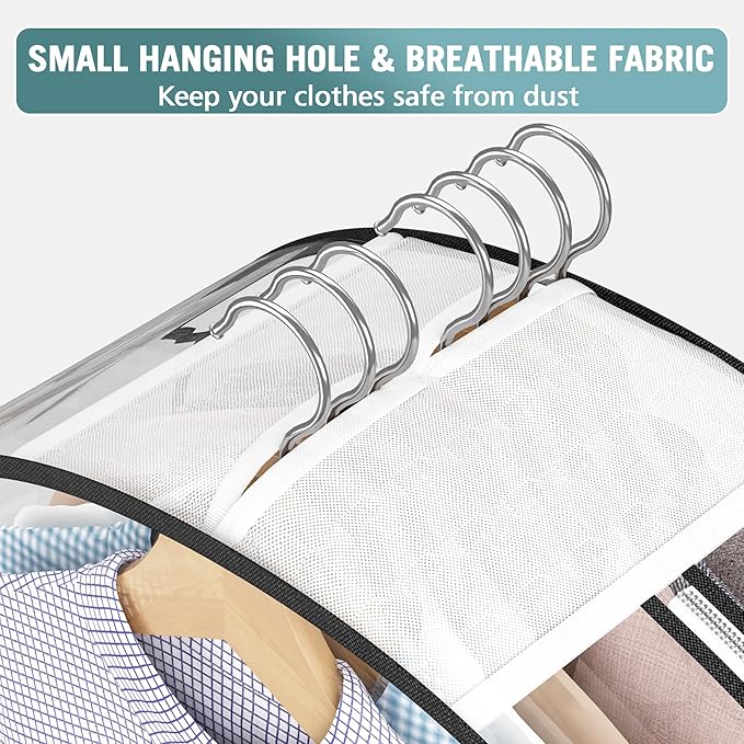 Liuoud Clear Garment Bag for Hanging Clothes 10” Gusseted, 50” Suit Bags for Open Closet Storage Plastic Clothes Cover for Coat, Dress, Shirts, Fur, Jacket, Wardrobe Protectors, 4 Pack