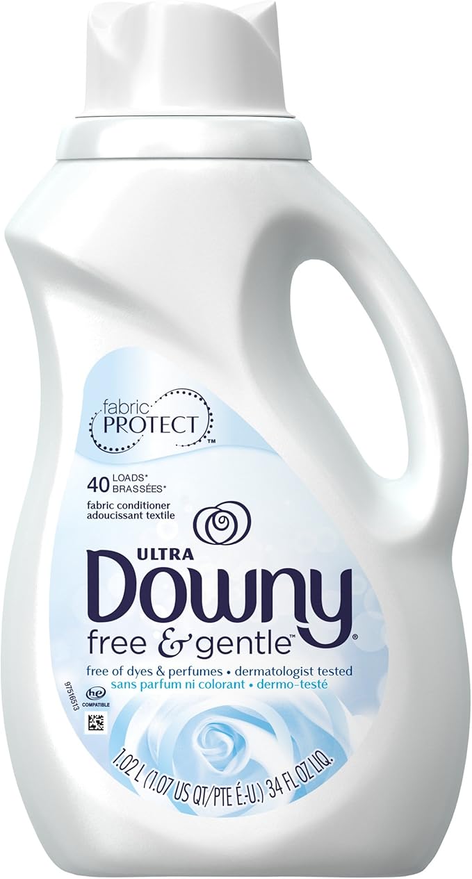 Downy Free & Gentle Liquid Fabric Conditioner for Sensitive Skin, 34 Fl Oz
