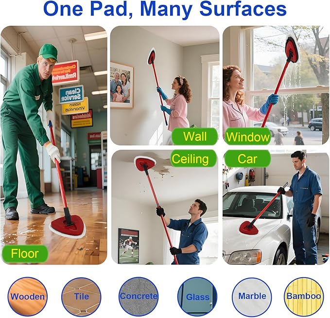 4 Pack Microfiber Flat Mop Head Refills for O-Cedar EasyWring & RinseClean Systems, Easy to Clean Corners, Ceilings, Walls
