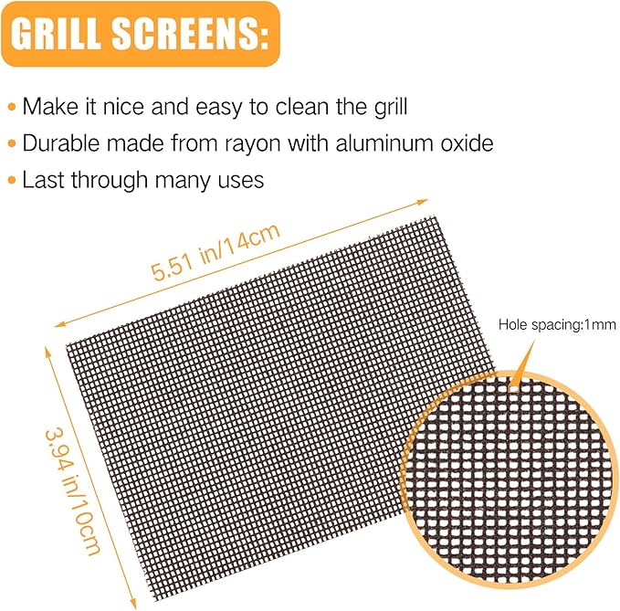 100 Pack Griddle 4x5.5'' Screen Grill Cleaning Screens Pre-treated Abrasive Mesh Pads for Flat Top Stainless Steel Griddle Cleaning Accessories Bundle