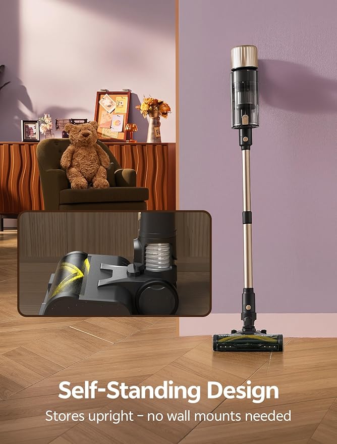 Ultenic Cordless Vacuum Cleaner, 600W 60KPA 65min Runtime, Stick Vacuum with Green Light, Self-Standing & 180° Lay-Flat, Anti-Tangled Brush, Vacuum Cleaners for Home/Hard Floor/Carpet/Pet Hair, U15