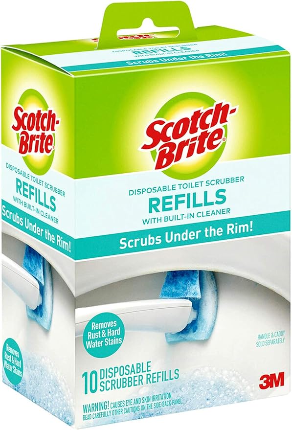 Scotch-Brite Disposable Toilet Scrubber Refills, Removes Rust & Hard Water Stains, 10 Disposable Refills Blue