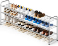 KEETDY 3-Tier Long Shoe Rack for Closet Metal Shoe Organizer for Entryway, Wide Stackable Shoe Storage Shelf with Sturdy Wire Grid for Closet Floor, Bedroom, Grey