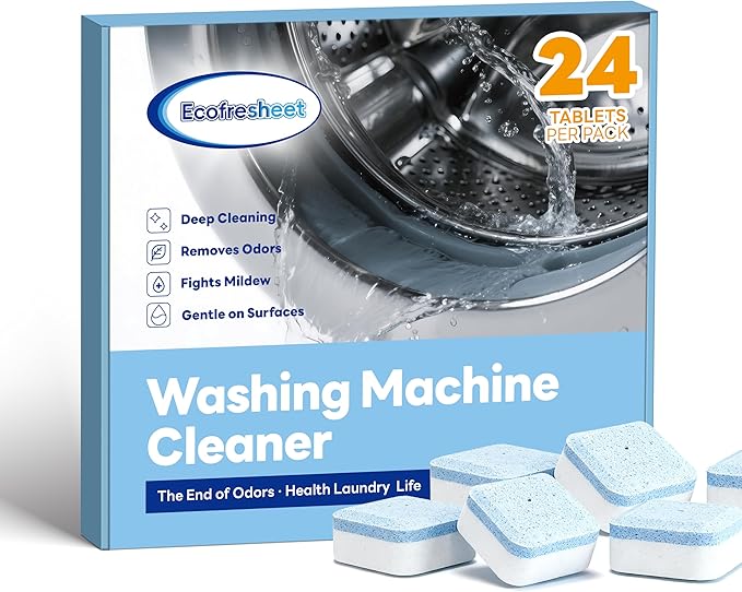 Washing Machine Cleaner Tablets - 24 Count, Deep Cleaning Descaler for Front & Top Load Washers | Removes Odor & Residue | Easy-to-Use Cleaning Tabs for Monthly Maintenance