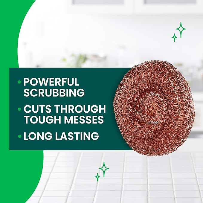 Scotch-Brite Copper Coated Scrubbing Scour Pads, 48 Scouring Scrubber Pads