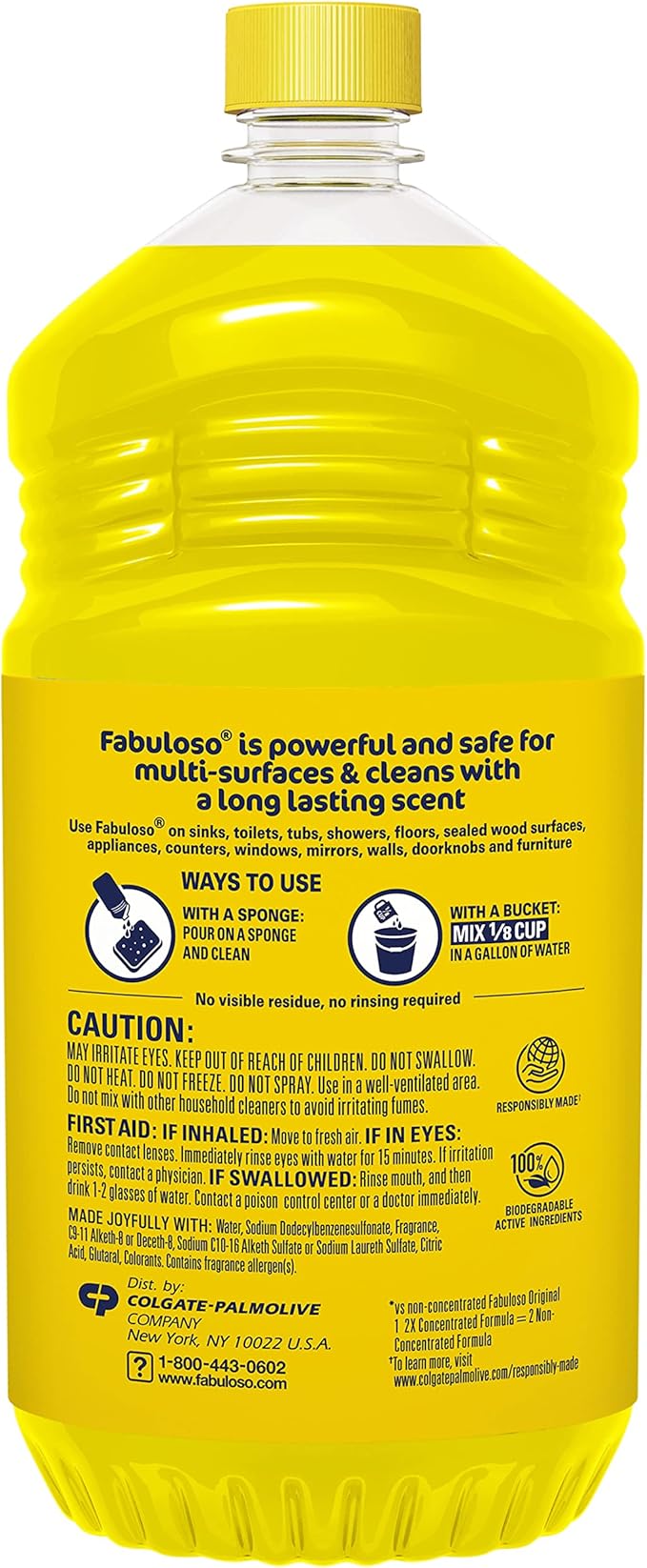 Fabuloso Multi-Purpose Cleaner,2X Concentrated Formula,Refreshing Lemon Scent,56 oz,(Pack of 5)