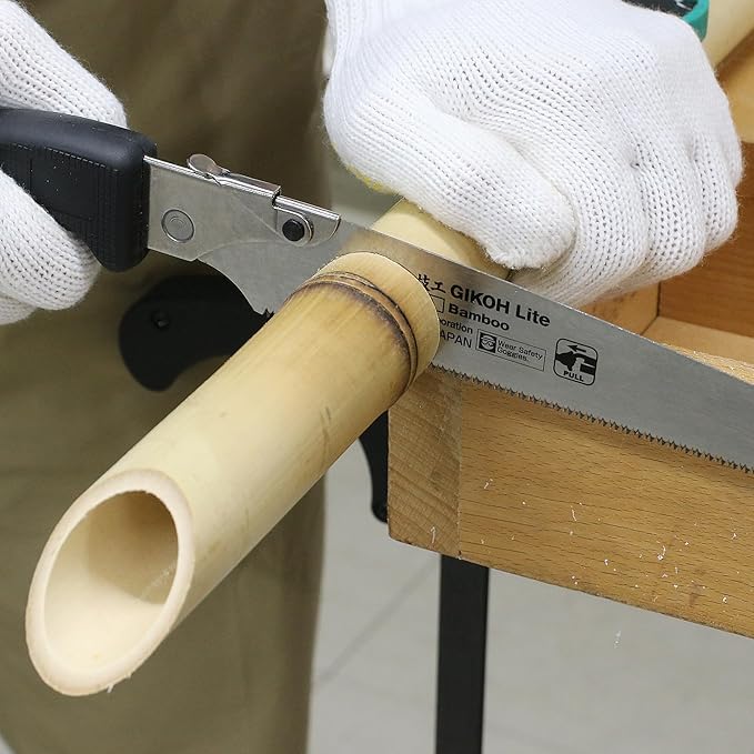 KAKURI Japanese Hand Saw [Bamboo Cutting] 8-1/4" Japanese Pull Saw with Blade Cover, Made in JAPAN