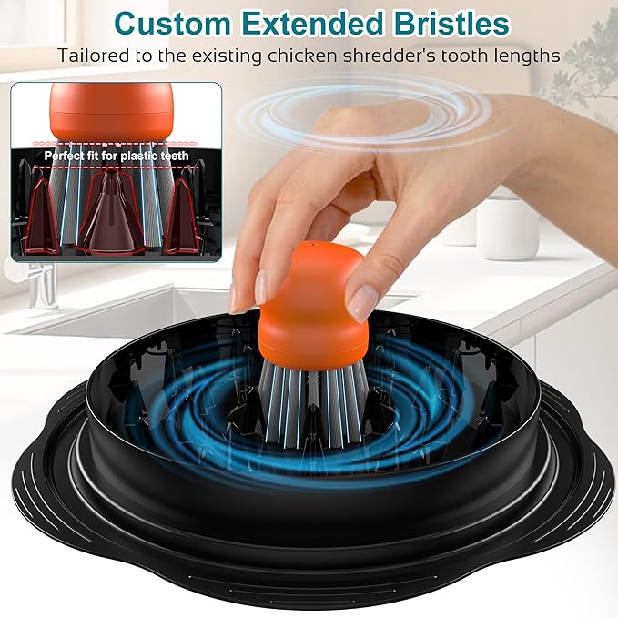 Mini Dish Brush for Cleaning Chicken Shredder, Palm Brush Dish Scrubber with Ergonomic Grip, Kitchen Brush for Washing Dishes, Pans, Pots, Sink (1, Orange)