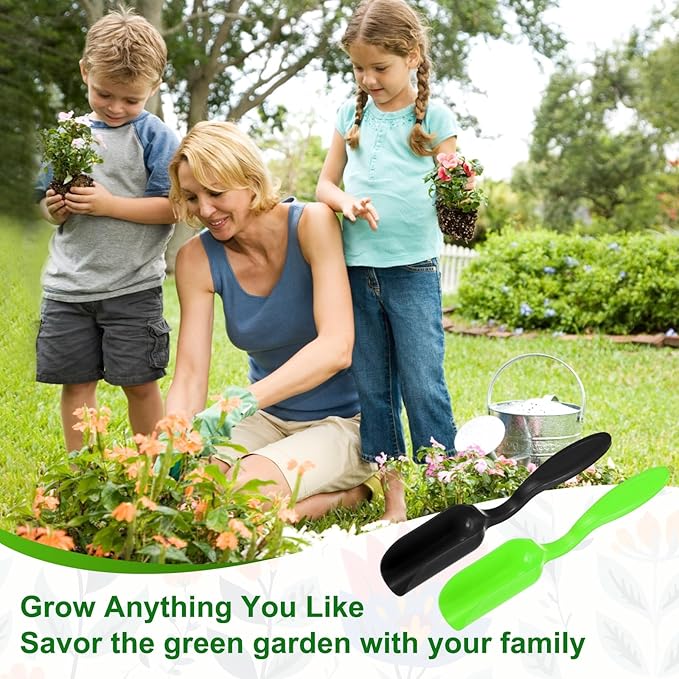 10-Pack Mini Gardening Shovel Spoon, Plastic Garden Soil Scoops for Cultivation Digging Transplanting/Flower Planting/Plant Succulent, Colorful Small Gardening Tools [Black, Green]