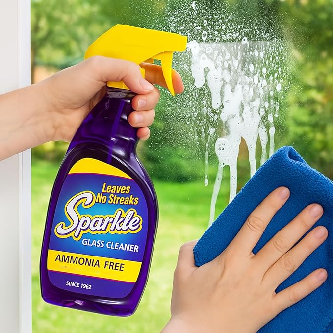 Sparkle Glass Cleaner Refill 1 Gallon (128 Fl Oz) – Ammonia-Free Heavy Duty Streak-Free Formula for Windows, Mirrors & Glass (Pack of 1)