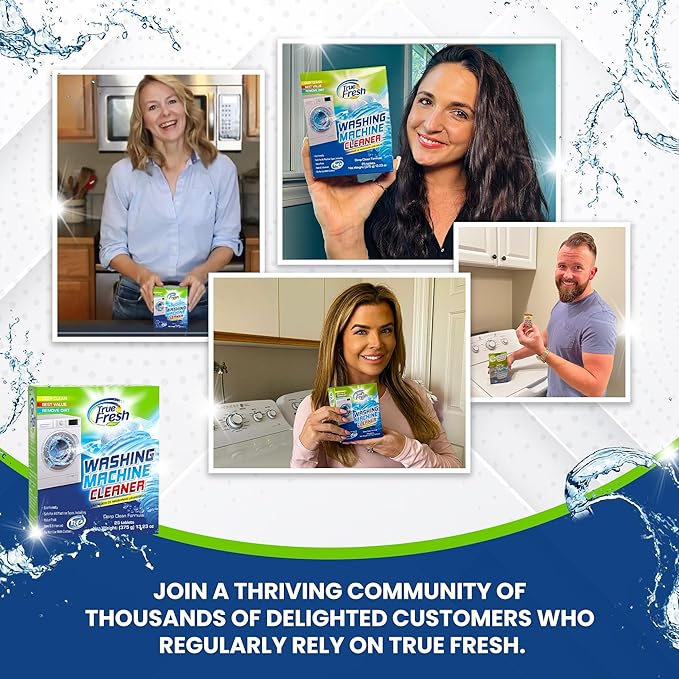 True Fresh Washing Machine Cleaner Tablets - 25-Pack & 15-Pack - Deep Clean & Descale All Internal Parts, Ideal for All Washers Top Load, Front Load, HE, Septic Safe (40 Tablets)